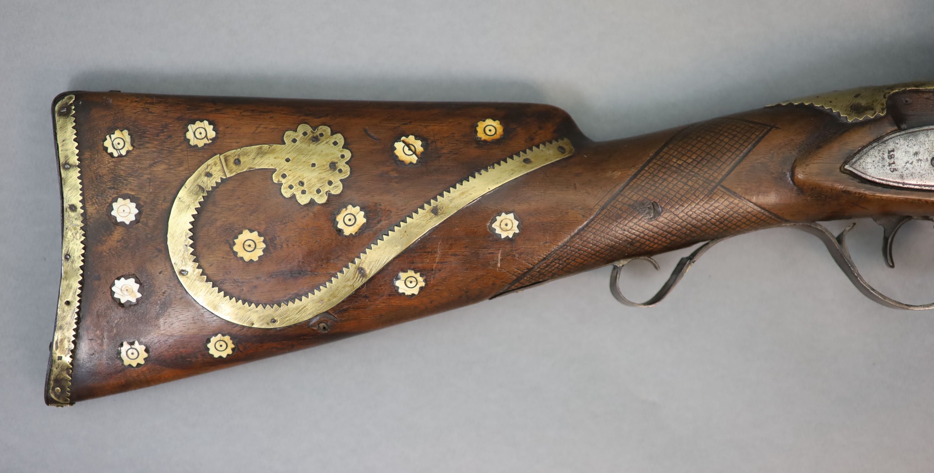 An early 19th century Indian flintlock blunderbuss, East India Company, Total length 95 cm